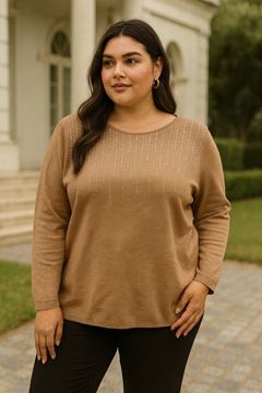Picture of CURVY GIRL CASHMERE SWEATER WITH RHINESTONES